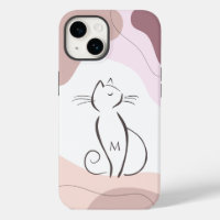 Minimaliste Chat Noir Boho Formes Organiques Monog