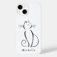 Minimaliste Chat noir sur blanc Ajouter un nom