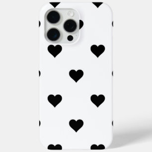 Coque iPhone 15 Pro Max Minimaliste Coeur noir et blanc Romantique