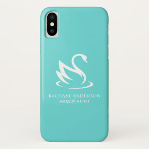 Coque iPhone X Minimaliste du cygne blanc sur Robin Oeuf Bleu