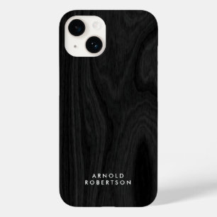 Coque Pour iPhone 14 Minimaliste Gris Motif en bois élégant élégant