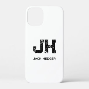 Case-Mate iPhone CASE MINIMALISTE NOIR DEUX LETTRES MONOGRAMME NOM BLANC