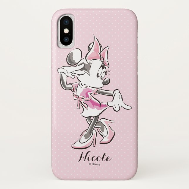 Coques Case-Mate iPhone Minnie | Elégante aquarelle Pose (Dos)