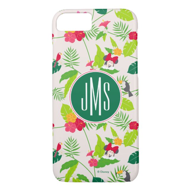 Coques Case-Mate iPhone Minnie et Daisy | Monogramme Motif tropical (Dos)