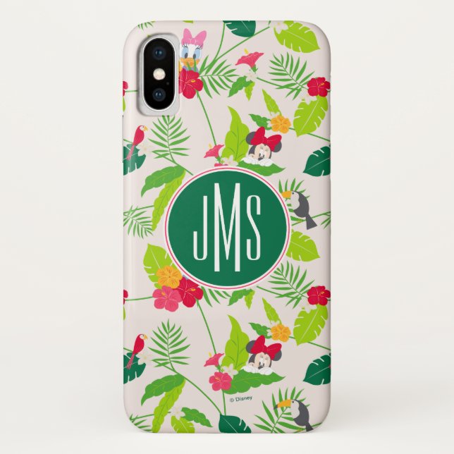 Coques Case-Mate iPhone Minnie et Daisy | Monogramme Motif tropical (Dos)