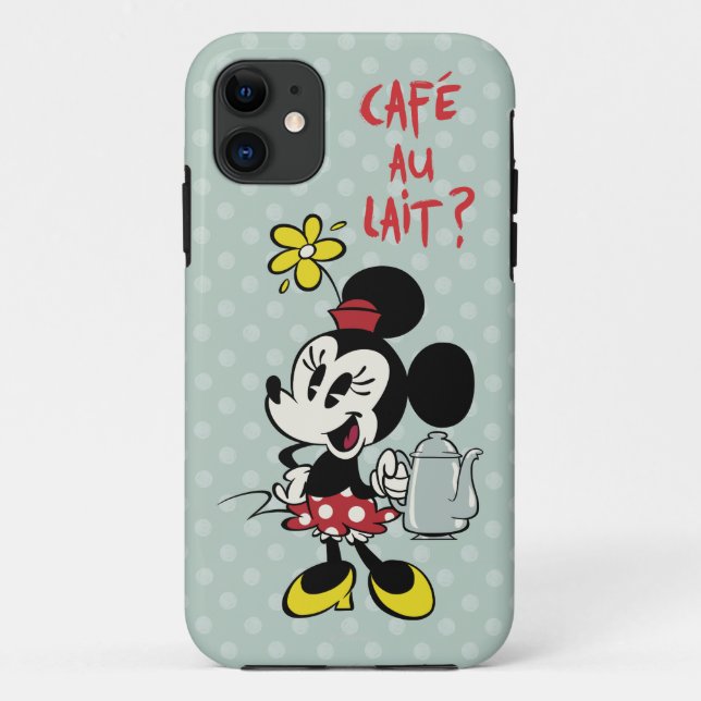 Coques Case-Mate iPhone Minnie française | Minnie avec théière (Dos)
