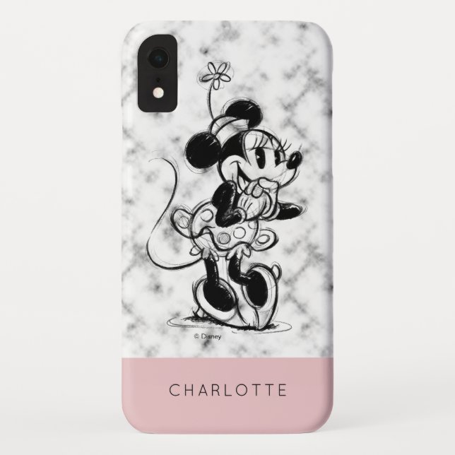 Coques Case-Mate iPhone Minnie | Marbre rose - Ajoutez Votre Nom (Dos)