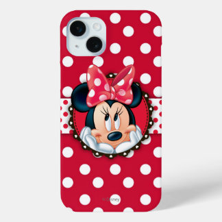 Coque iPhone 15 Mini Minnie Mouse | Sourire sur pois