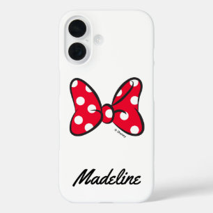 Coques iPhone 16 Minnie tendance Nœud à pois rouges Votre nom