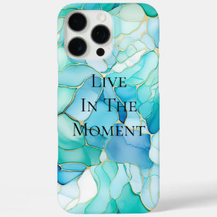 Coques iPhone 16 Pro Max Mint Aqua Pearl Marbre or