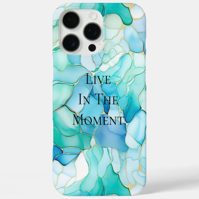 Coques Case-Mate iPhone Mint Aqua Pearl Marbre or (Verso)
