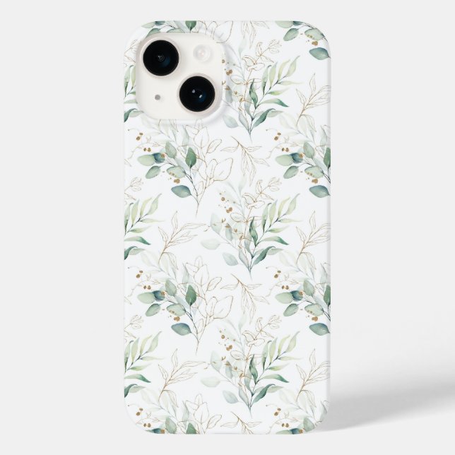 Coques Case-Mate iPhone Mint Green Pastel Floral Greenery Motif (Verso)