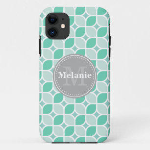 Etui iPhone Case-Mate Mint Leaf Carré moderne Motif gris Monogramme