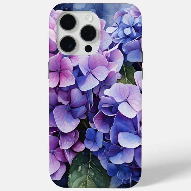 Coques Case-Mate iPhone Minuit Jardin Violet Hydrangea Aquarelle (Verso)