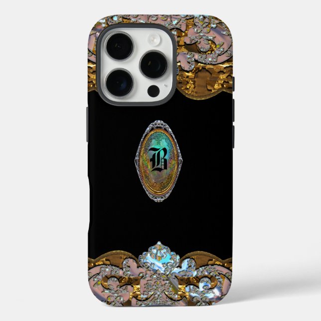 Coques Case-Mate iPhone Minuit Romantique Baroque Girl Monogramme 6/6 s (Verso)