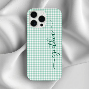 Coques iPhone 16 Pro Max Minuscule Turquoise En vichy signature