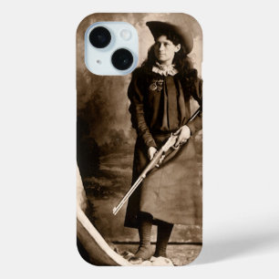 Coque Pour iPhone 15 Miss Annie Oakley avec pistolet, Portrait photo Vi