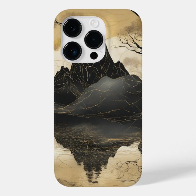Coques Case-Mate iPhone Misty Mountain Black & Gold (Verso)