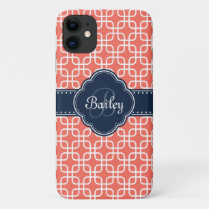 Case-Mate iPhone Case Mod Coral Motif Marine Quatrefoil Monogramme