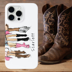 Coque iPhone 15 Pro Max Mode Bottes de Cow-boy Personnalisées Chapeaux Cou