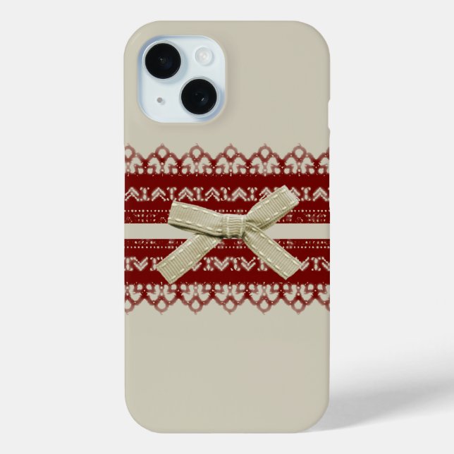 Coques Case-Mate iPhone mode moderne Rouge dentelle beige (Verso)