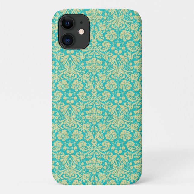 Coques Case-Mate iPhone Modèle Damas, Damas bleu, Damas français (Dos)