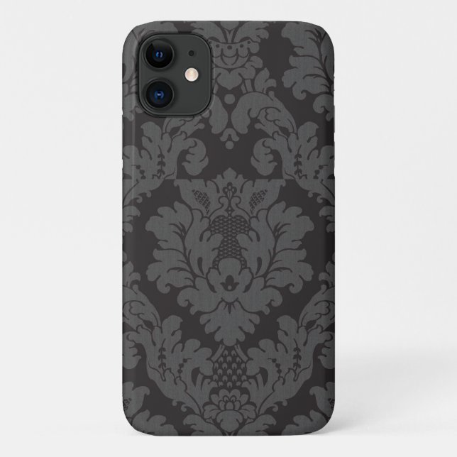 Coques Case-Mate iPhone Modèle Damas, Damas gris, Damas français (Dos)