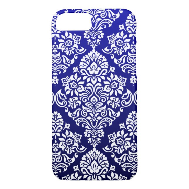Coques Case-Mate iPhone Modèle Damas luxueux sur Bleu magnifique (Dos)