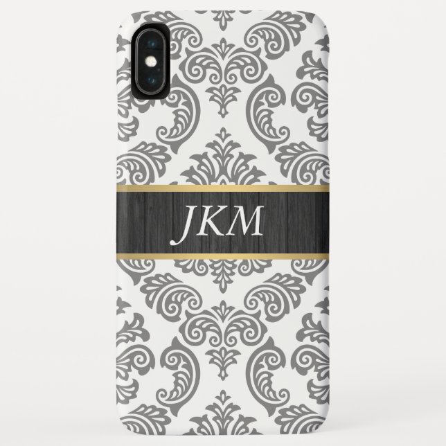 Coques Case-Mate iPhone Modèle Damask avec bois et finition or (Dos)