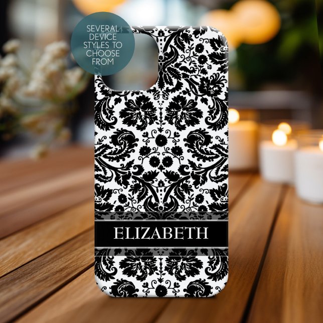 Coques Case-Mate iPhone Modèle Damask avec nom personnalisé (Personalized Phone Case with Custom Name)