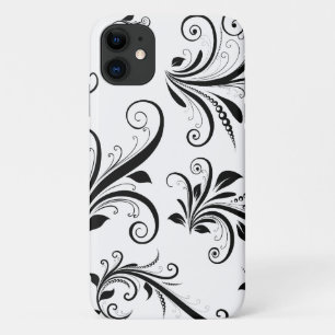 Coque iPhone 11 Modèle Damask, Damask français, noir et blanc