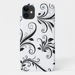 Coque iPhone 11 Modèle Damask, Damask français, noir et blanc