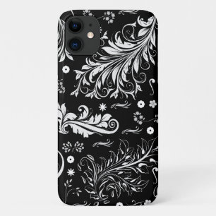 Coques Pour iPhone Modèle Damask, Damask français, noir et blanc