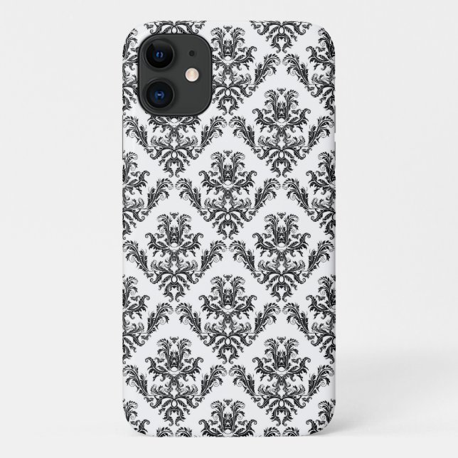 Coques Case-Mate iPhone Modèle Damask, Damask français, noir et blanc (Dos)