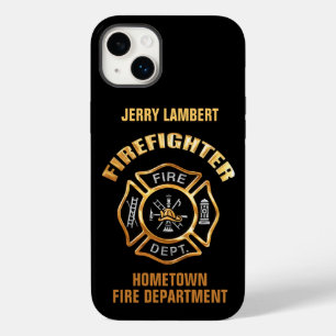 Coque Pour iPhone 14 Plus Modèle de nom d'or de corps de sapeurs-pompiers