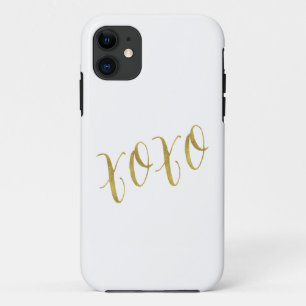 Coque iPhone 11 Modèle de Parties scintillant XOXO Quote Faux Gol