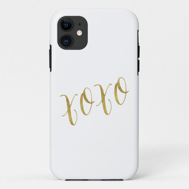 Coques Case-Mate iPhone Modèle de Parties scintillant XOXO Quote Faux Gold (Dos)