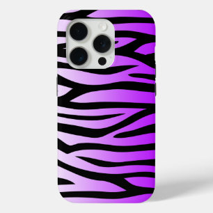 Coque iPhone 15 Pro Modèle de zèbre pourpre et noir