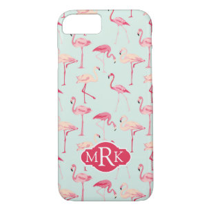 Coque iPhone 7 Modèle Flamingo rétro Monogramme