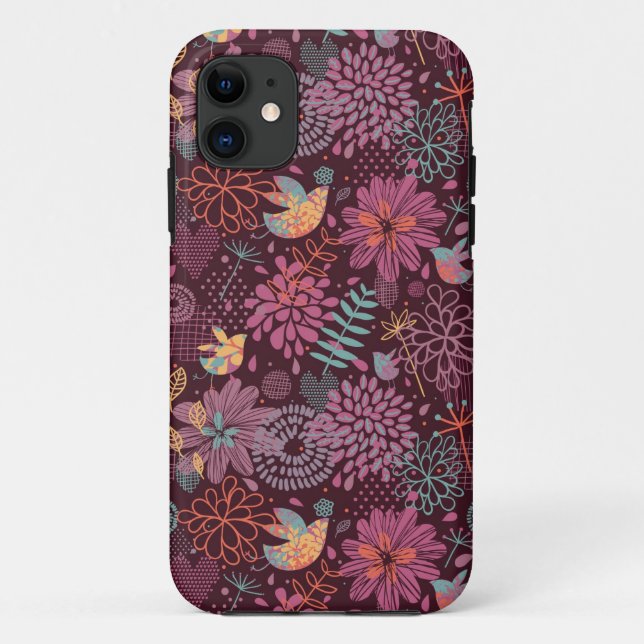 Coques Case-Mate iPhone Modèle floral Abstrait avec oiseaux (Dos)