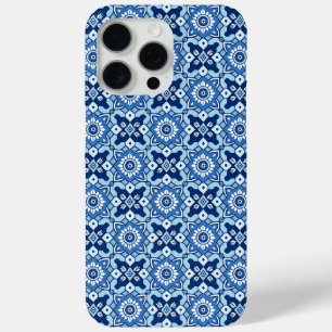 Coque iPhone 15 Pro Max Modèle Floral Boho bleu vintage