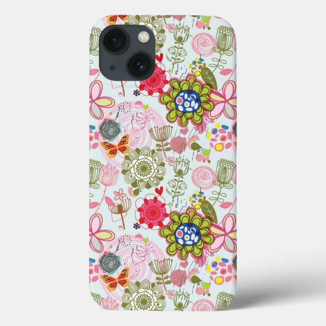 Coques Case-Mate iPhone Modèle floral dans style rétro 2 (Verso)