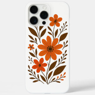 Coques iPhone 16 Pro Max Modèle Floral Orange Rétro