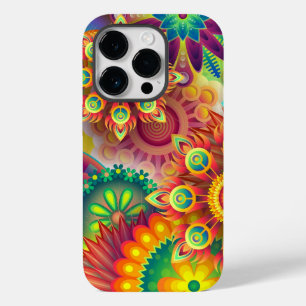 Coque Pour iPhone 14 Pro Modèle floral psychédélique