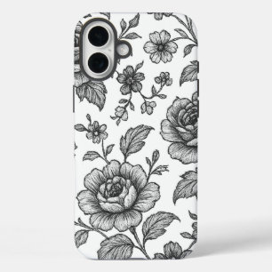 Coques iPhone 16 Plus Modèle Floral Rose vintage