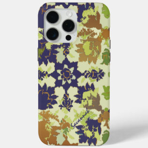 Coque iPhone 15 Pro Max Modèle floral vintage Marine Cuivre vert iPhone