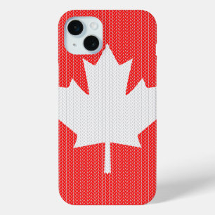 Coque iPhone 15 Mini Modèle Knit Maple Leaf Tricot Motif