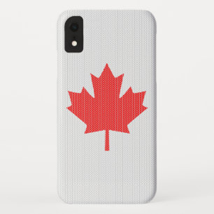 Coque Pour iPhone XR Modèle Knit Maple Leaf Tricot Motif
