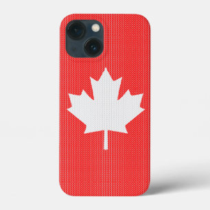 iPhone 13 Mini Coque Modèle Knit Maple Leaf Tricot Motif