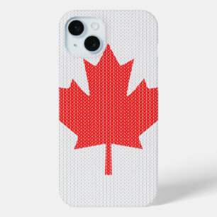 Coque iPhone 15 Mini Modèle Knit Maple Leaf Tricot Motif